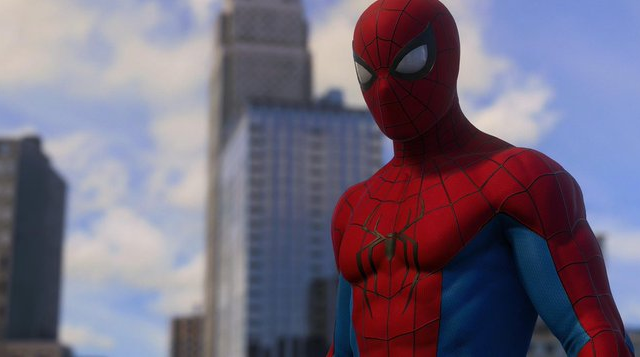 Spider-Man frente a los edificios de Nueva York
